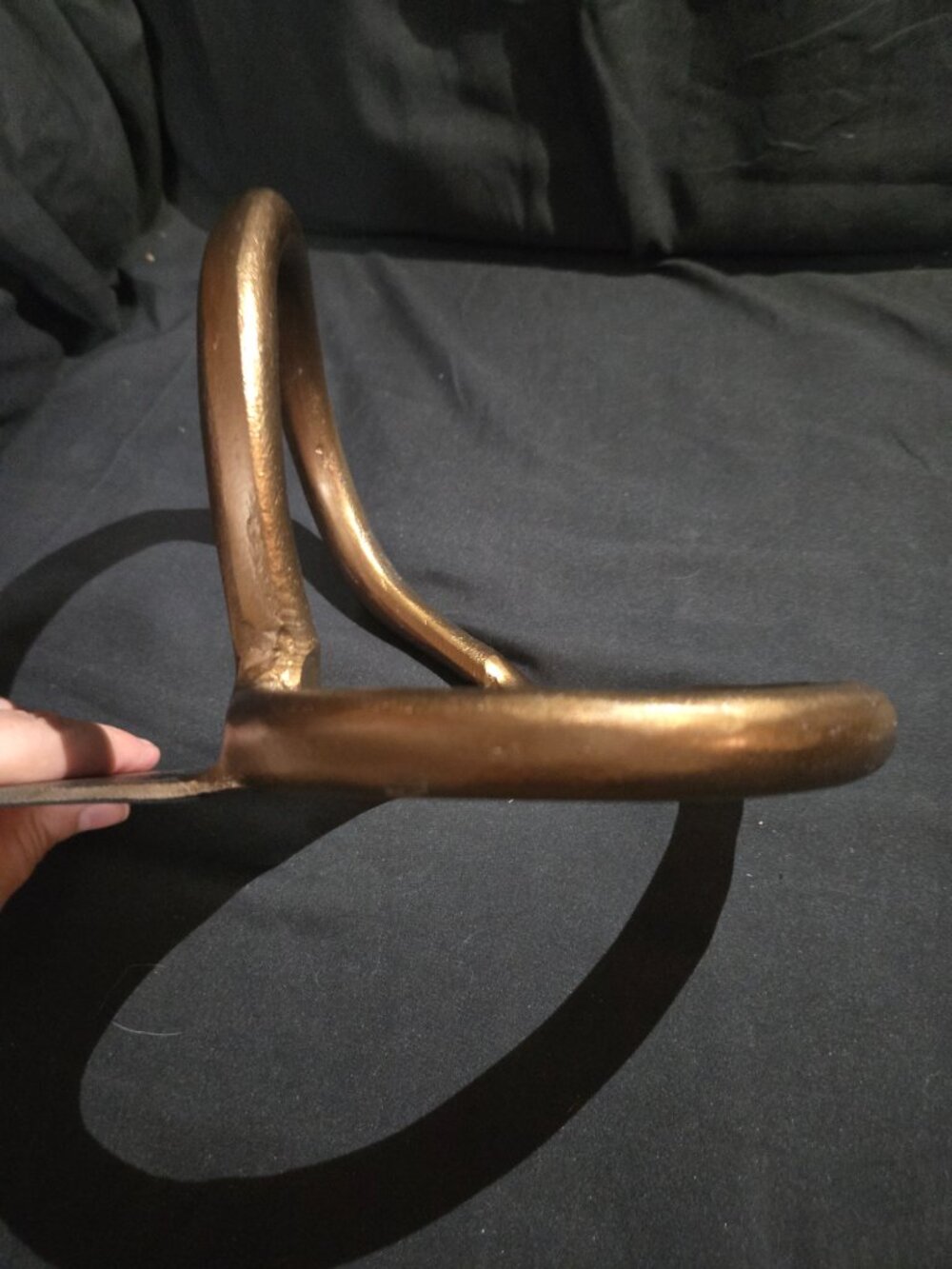 Sculptural Bronze Tone Cast Metal Loop Bookends Pair Modern Decor - Picture 7 of 11